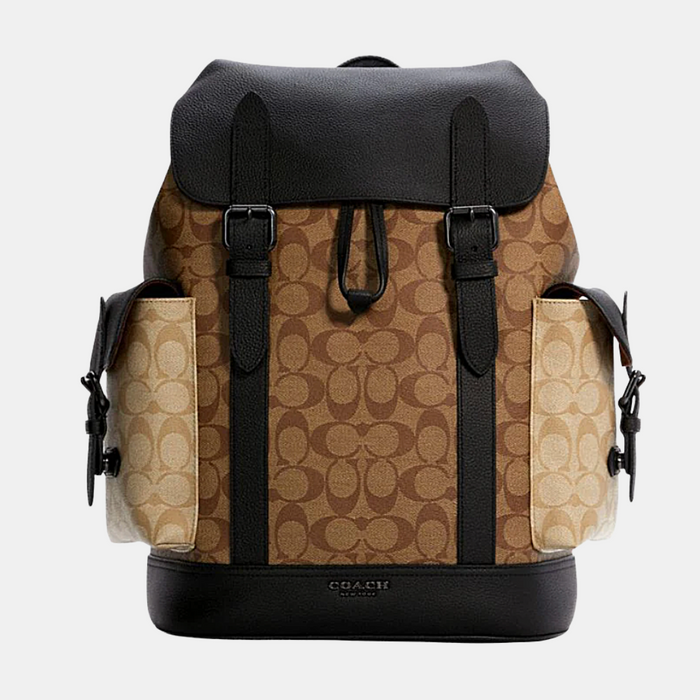 COACH Hudson Backpack In Blocked Signature Canvas Brown
