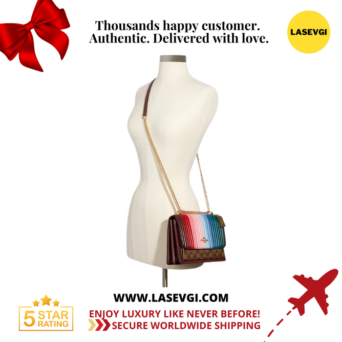 COACH  Klare Crossbody With Rainbow Linear Quilting Dark Rainbow C1446