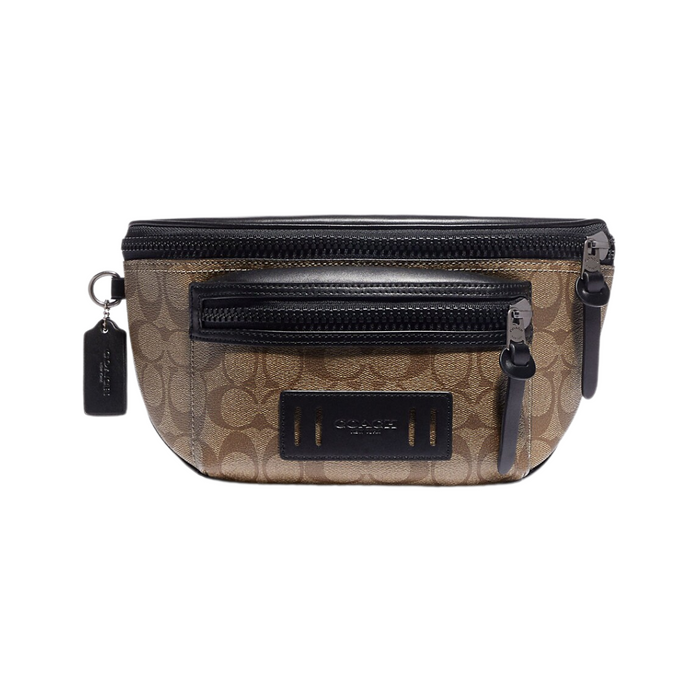 COACH Terrain Belt Bag In Signature Canvas-Gunmetal/Tan