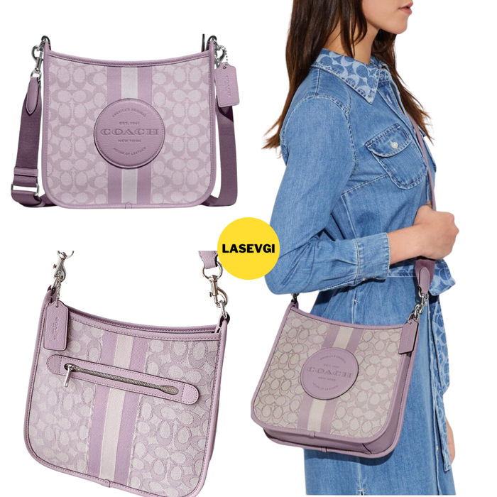 COACH Dempsey File Bag in signature jacquard with Stripe and Coach Patch - purple CA195