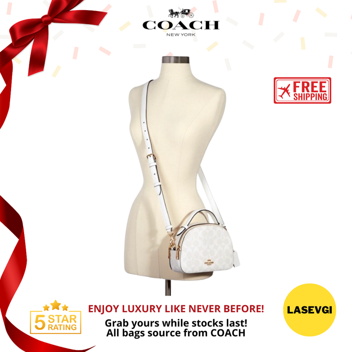 COACH Serena Satchel Signature canvas in Glacier White/Chalk 1591