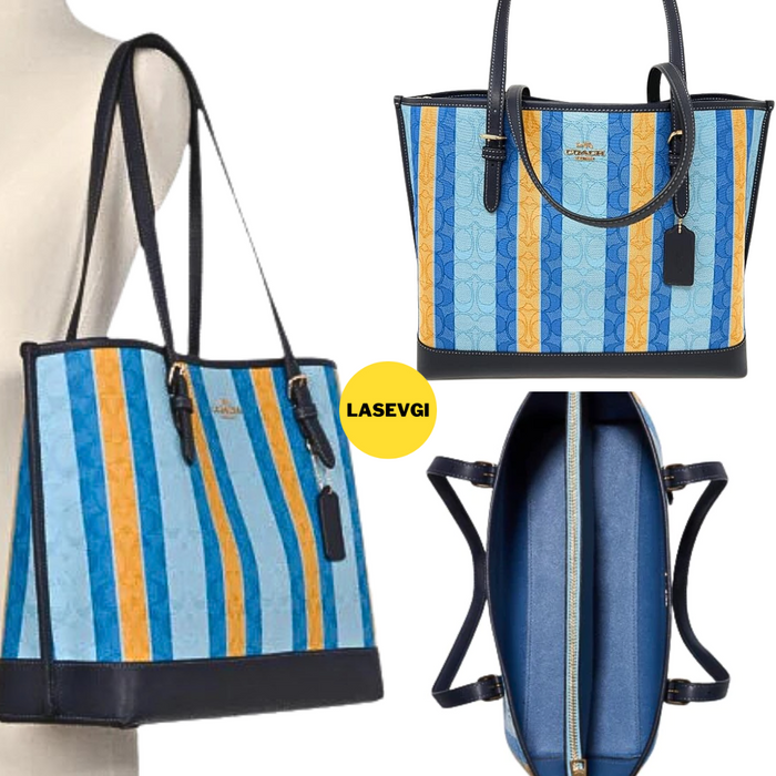 COACH Mollie Tote In Signature Jacquard With Stripes (C4088) Blue