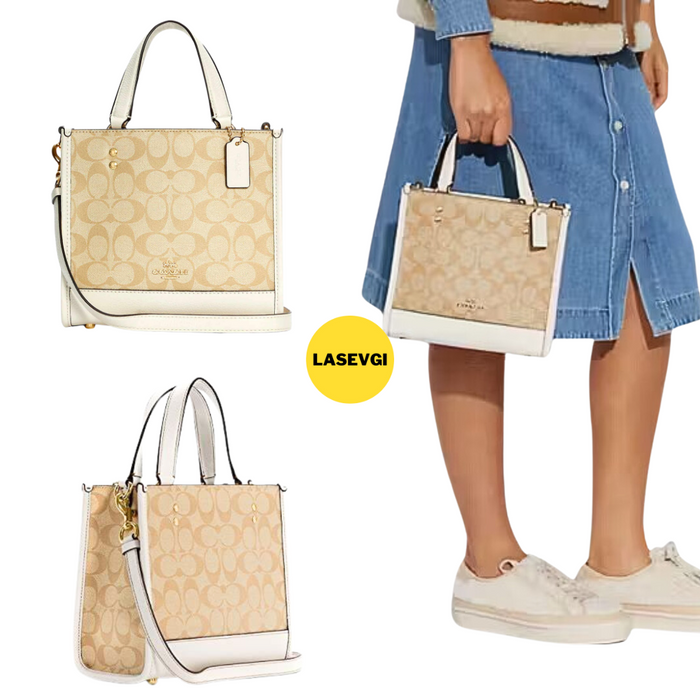 COACH Dempsey Tote 22 In Signature Canvas-Khaki Chalk C5122