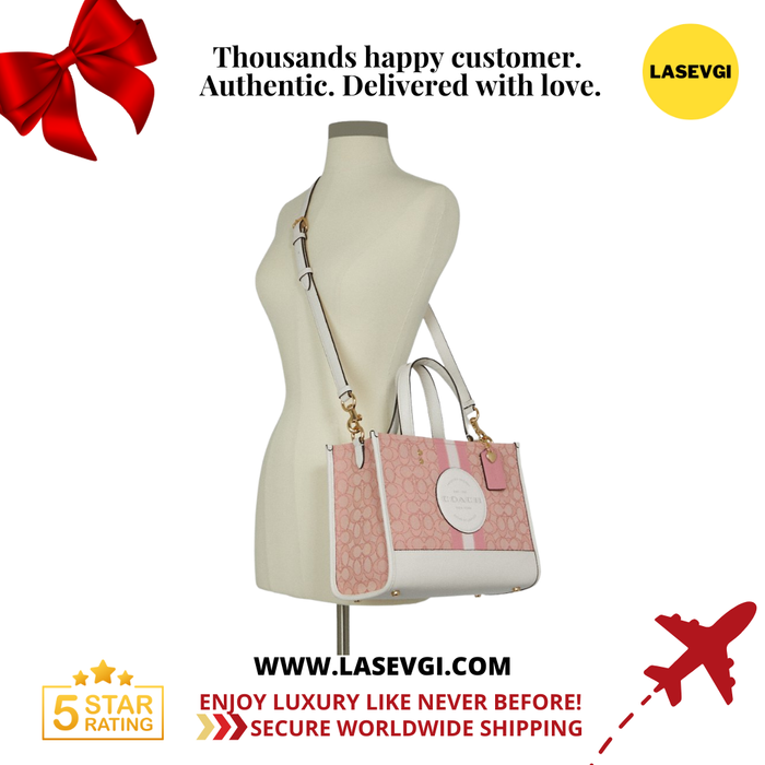 Coach Dempsey Carryall in signature jacquard with stripe and coach patch and heart charm C7685