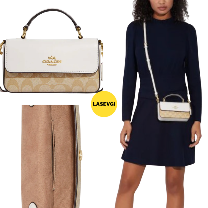 COACH Mini Josie Top Handle Crossbody in Blocked Signature Canvas CC340 - White