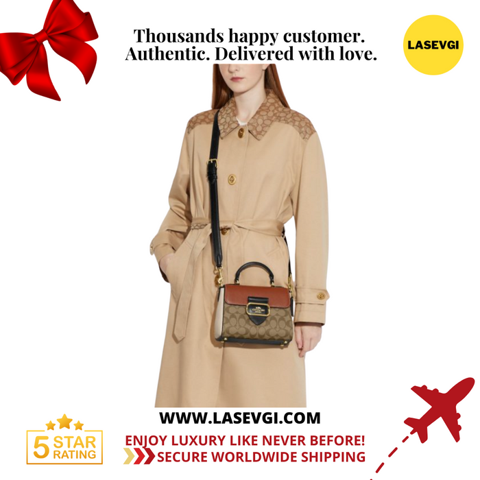 COACH Morgan Top Handle Satchel In Colorblock Signature Canvas in Gold/Khaki Multi CE569