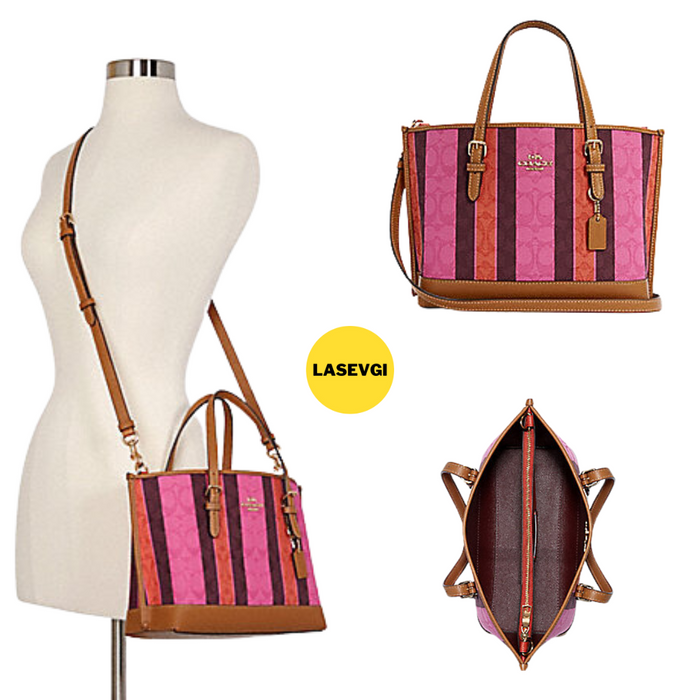 COACH MOLLIE TOTE IN SIGNATURE JACQUARD WITH STRIPES (COACH C4088) Pink