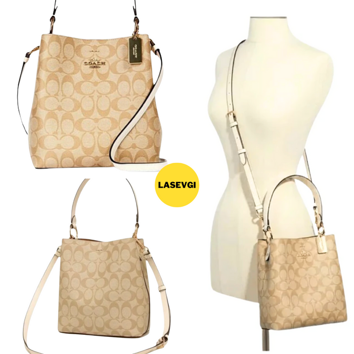 COACH Small Town Bucket Bag in signature khaki white