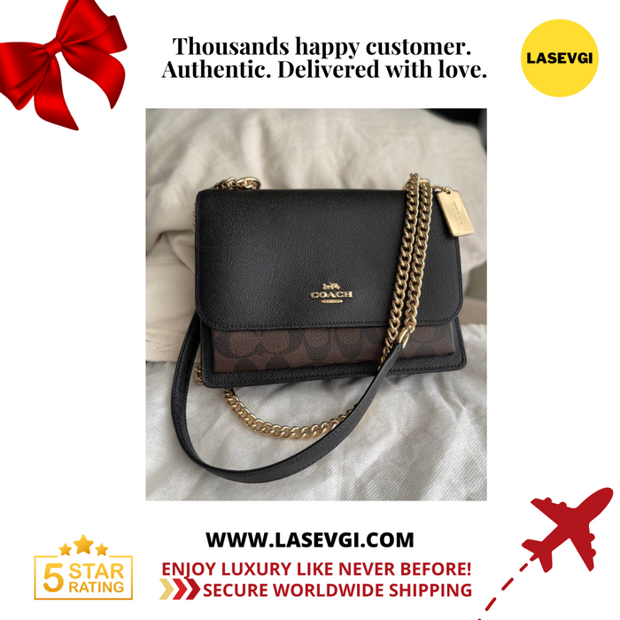 COACH Klare Crossbody Bag in Signature Canvas Brown Black 91019