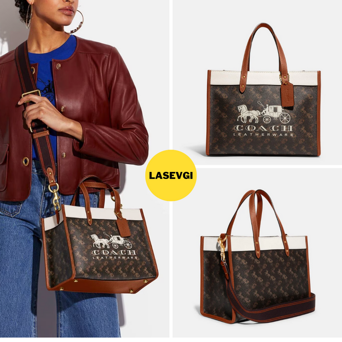 COACH Field Tote 30 With Horse And Carriage Print And Carriage Badge C8458-www.lasevgi.com