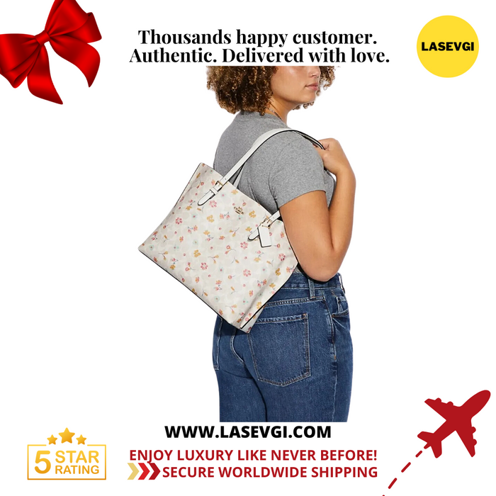 COACH Mollie Tote In Signature Canvas With Mystical Floral Print in Chalk Multi (C8612)