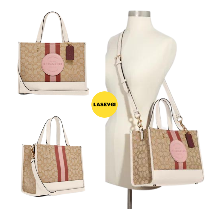Coach Dempsey Carryall in signature jacquard with stripe and coach patch powder pink 4113