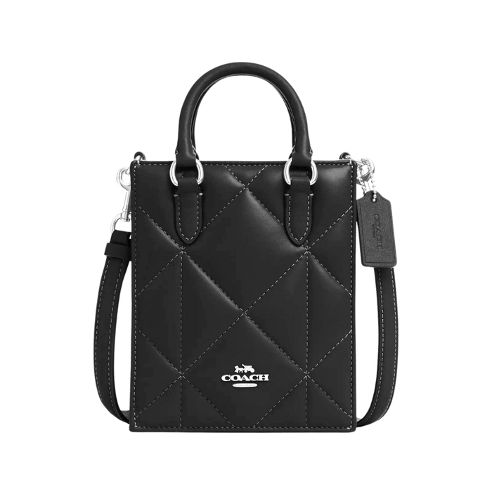 COACH North South Mini Tote with Puffy Diamond Quilting in Black CJ580