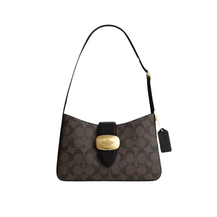 COACH Eliza Shoulder Bag in signature Brown Black CR532