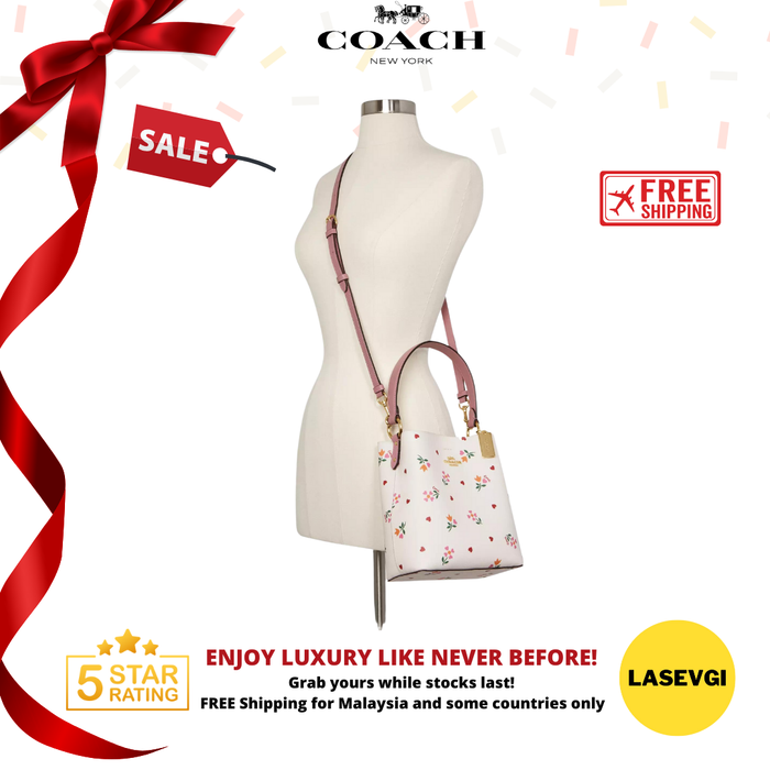 COACH Small Town Bucket Bag With Heart Petal Print