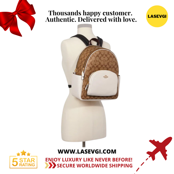 COACH Court Backpack In Signature Canvas - Khaki/Chalk