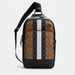 COACH Graham Pack in Colorblock Signature Canvas with Varsity Stripe Brown C3229