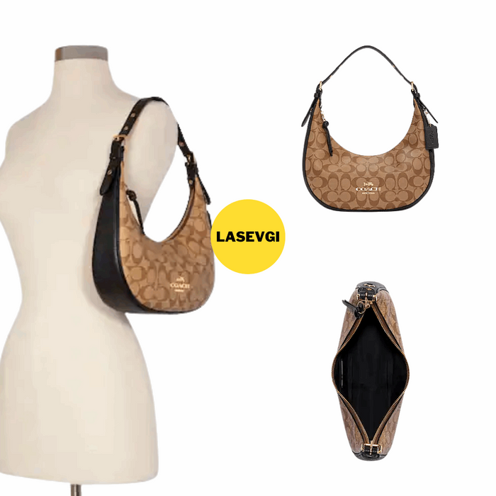 COACH Bailey Hobo Signature Canvas Khaki Black Bag www.lasevgi