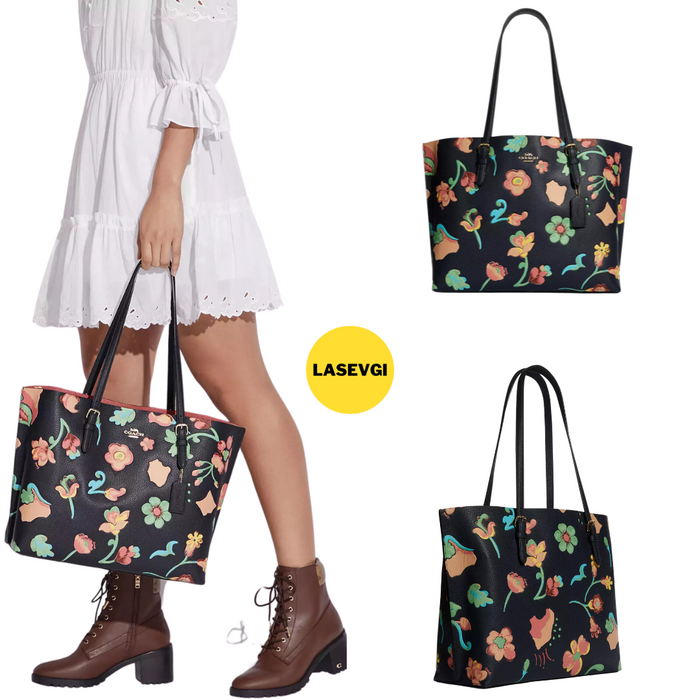 COACH Mollie Tote Dreamy Land Floral Print Midnight Multi