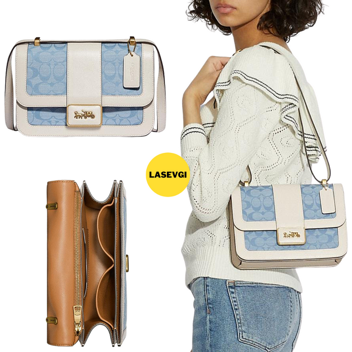COACH Alie Shoulder Bag In Signature Chambray-Light Washed Denim Chalk