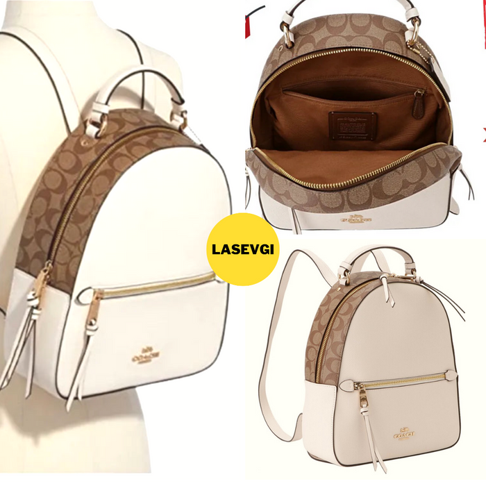 COACH Jordyn Backpack in Signature Canvas Khaki Chalk F76622