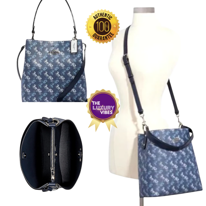 COACH Town Bucket Bag Horse and carriage print in Navy