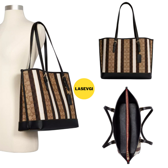 COACH MOLLIE TOTE IN SIGNATURE JACQUARD WITH STRIPES (COACH C4088) Brown