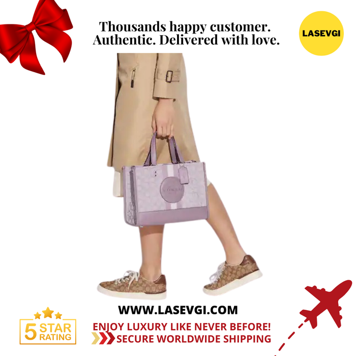 Coach Dempsey Carryall in signature jacquard with stripe and coach patch Soft lilac C8448