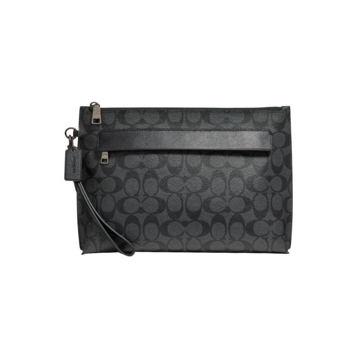 Coach Carryall Pouch in Signature Canvas CHARCOAL/BLACK