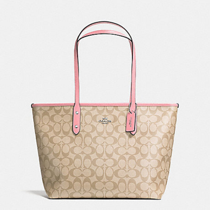 COACH City Zip Tote Light Khaki Pink F58292