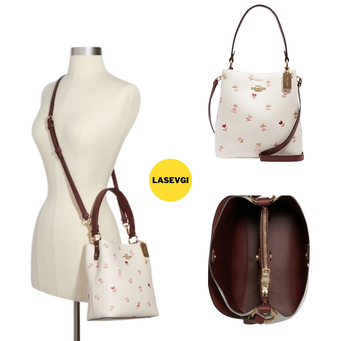 COACH Small Town Bucket Bag With Heart Floral Print