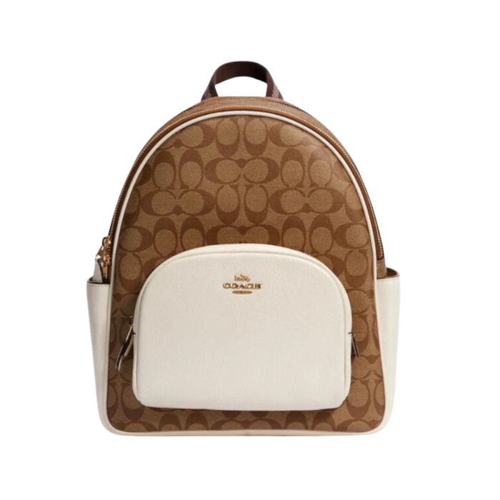 COACH Court Backpack In Signature Canvas - Khaki/Chalk