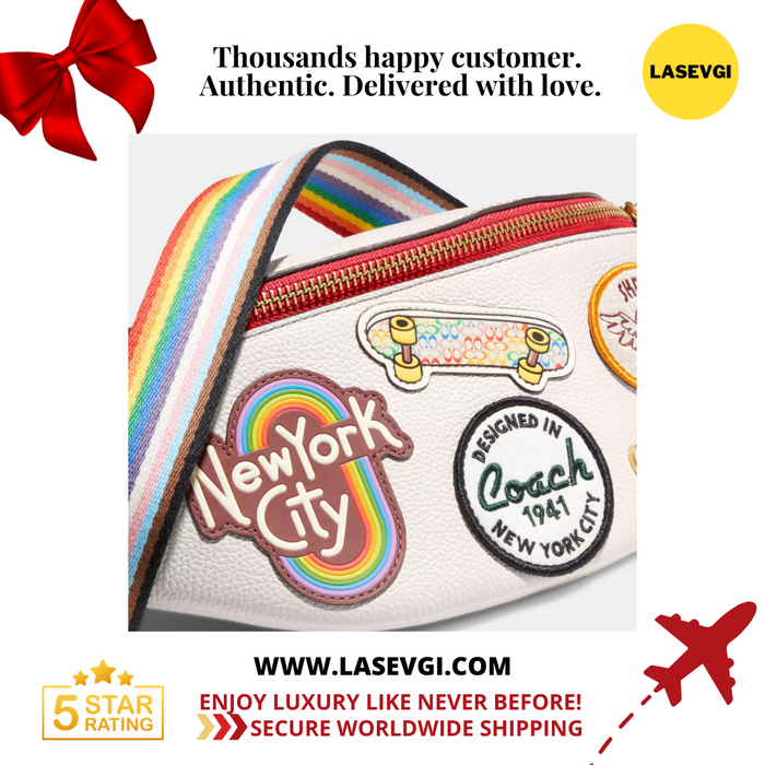 COACH Charter Belt Bag 7 With Patches Chalk Multi CA304