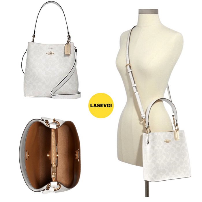 COACH Small Town Bucket Bag in Signature Canvas White/Chalk
