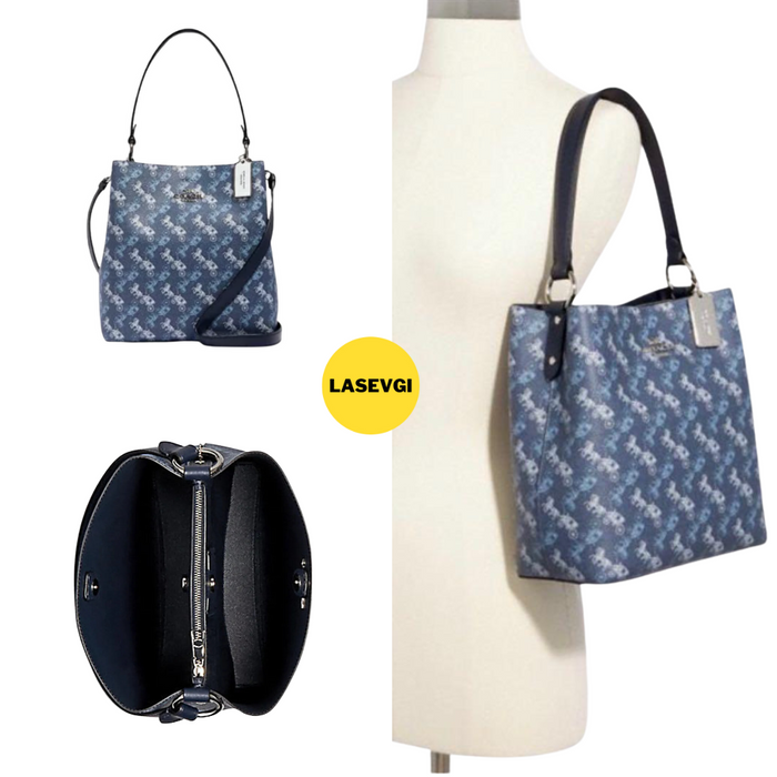 COACH Town Bucket Bag Horse and carriage print in Navy
