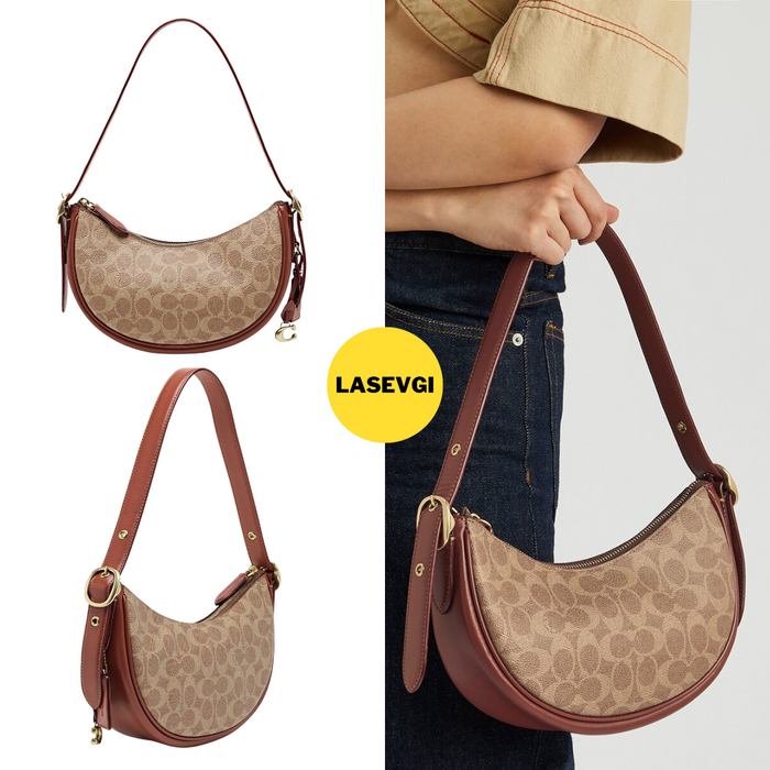 COACH Luna Shoulder Bag in Signature Canvas  in Tan CC440