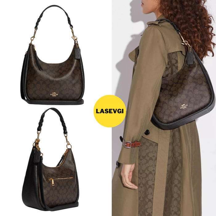 COACH Jules Hobo in Signature Brown Black - C9189-www.lasevgi.com