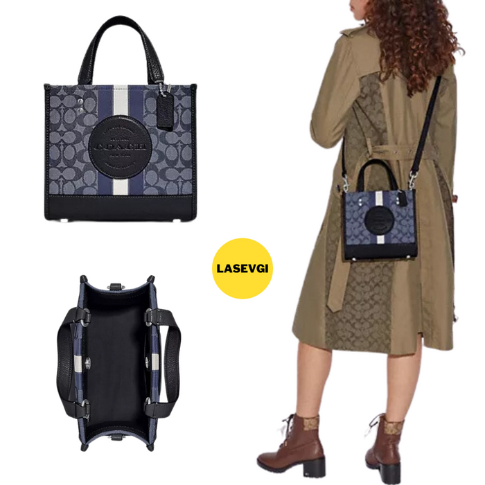 COACH Dempsey Tote 22 In Signature Jacquard With Coach Patch Chambray/Denim Multi
