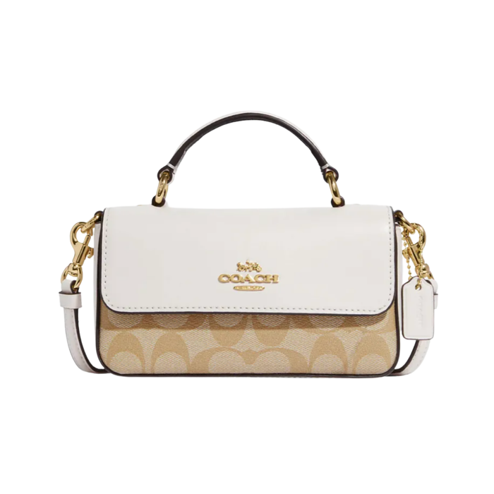 COACH Mini Josie Top Handle Crossbody in Blocked Signature Canvas CC340 - White