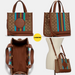 COACH Dempsey Tote 22 In Signature Jacquard With Stripe And Coach Patch redwood multi
