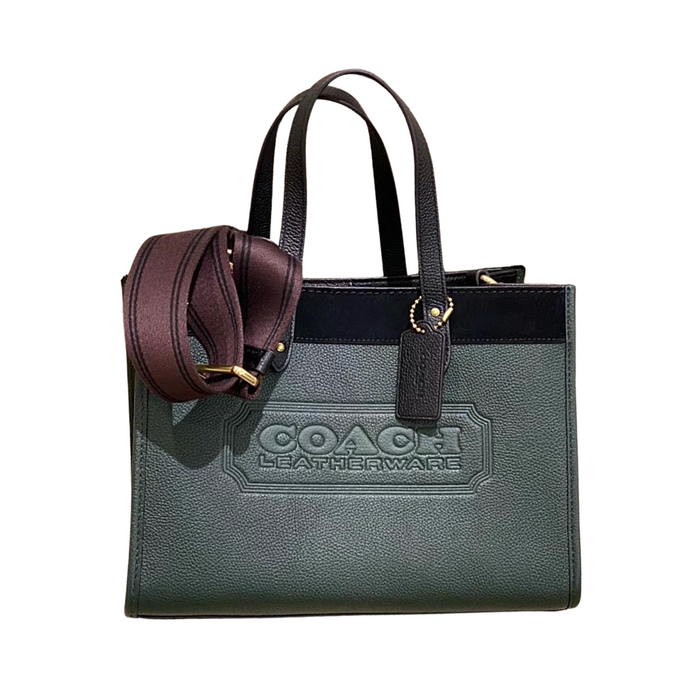 COACH Field Tote 30 In Colorblock With Coach Badge/Brass/Amazon Green Multi C6035-www.lasevgi.com