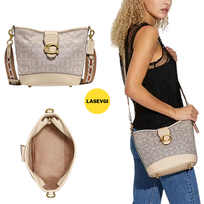 COACH Tali Bucket Bag in Signature Jacquard Chalk