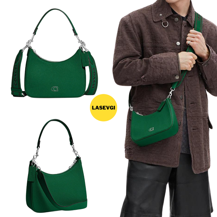 COACH Hobo Crossbody With Signature Canvas in Green - CJ842
