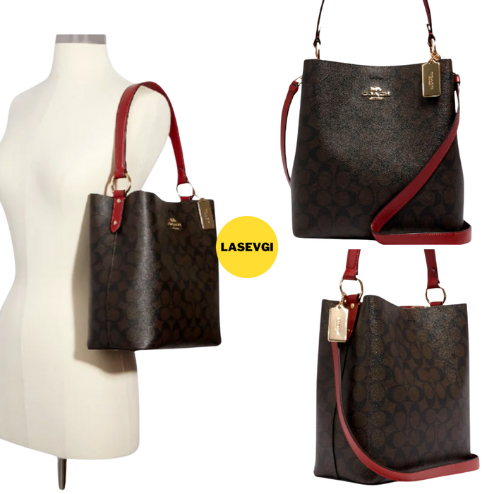 COACH Small Town Bucket Bag in Coffee Red / brown 1941 red