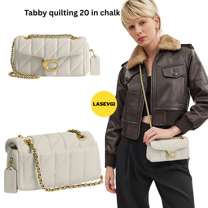 COACH Tabby Shoulder Bag 26 with Quilting in Chalk