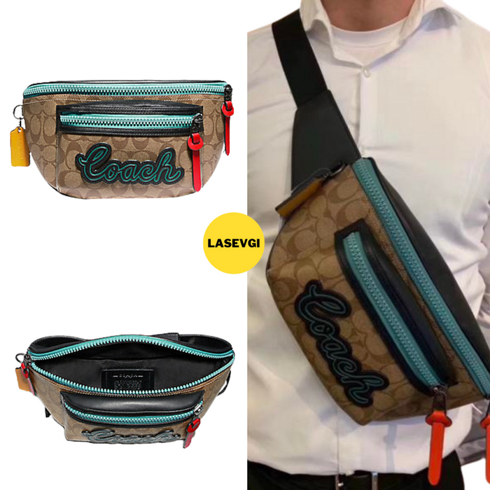 COACH Terrain Belt Bag In Signature Canvas-Tan/Black Antique Nickel