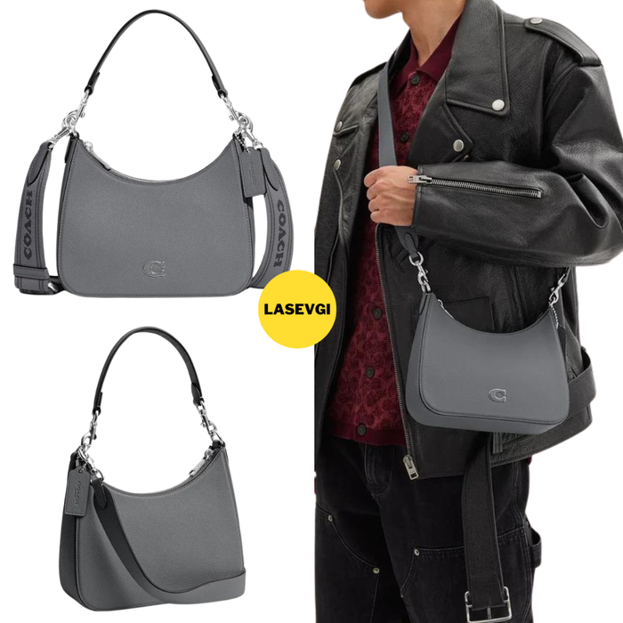 COACH Hobo Crossbody With Signature Canvas in Grey Blue - CJ842