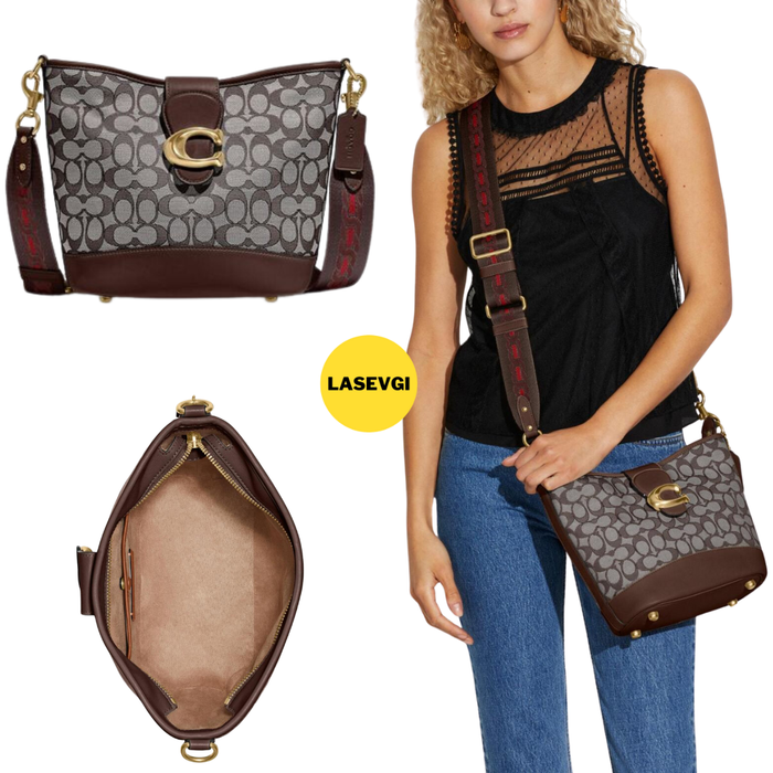 COACH Tali Bucket Bag in Signature Jacquard Brown