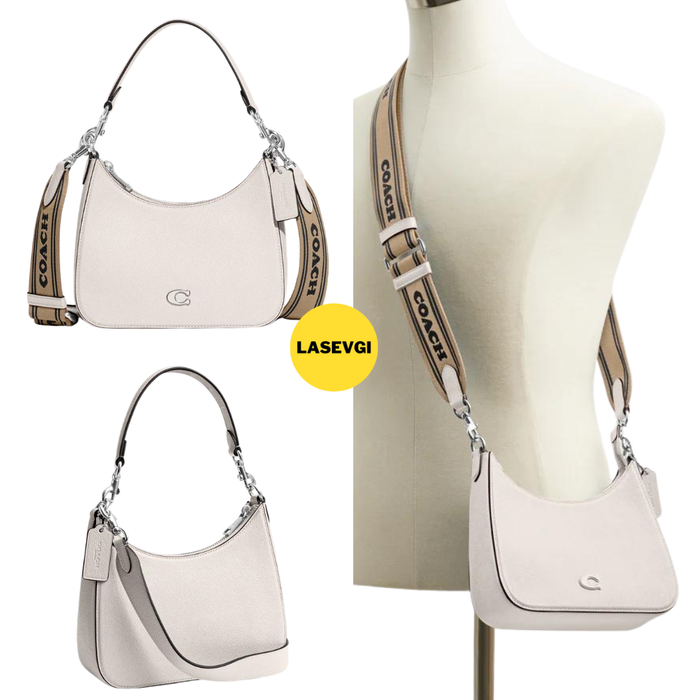 COACH Hobo Crossbody With Signature Canvas in White - CJ842