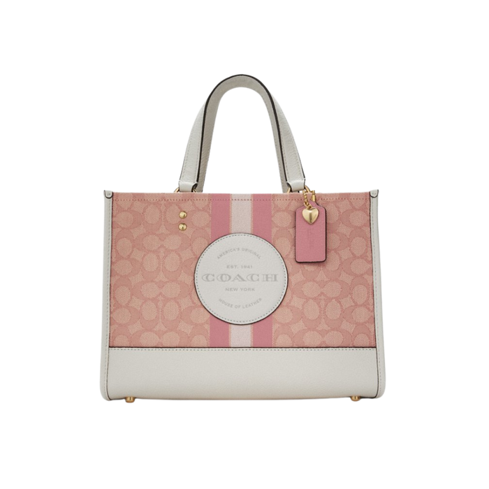Coach Dempsey Carryall in signature jacquard with stripe and coach patch and heart charm C7685